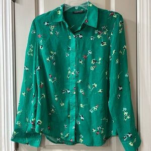 Covington Green Floral Sheer Button-Down Shirt